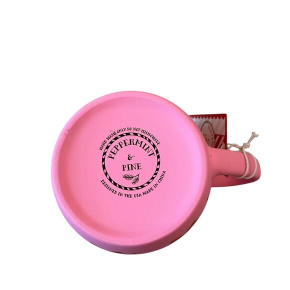 Peppermint & Pine Pink Bow Garland Soft Touch Coffee Cocoa Mug Holiday NEW - Picture 8 of 10